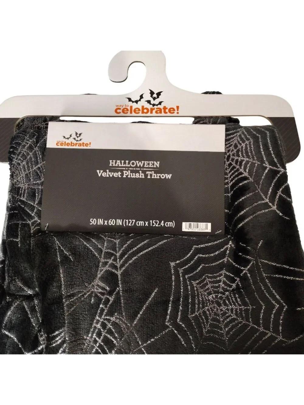 Halloween Velvet Plush Throw Blanket With Silver Spiderweb Design 50x60 inches